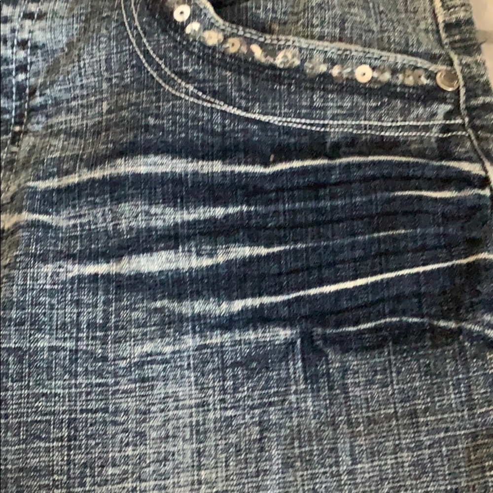 Denim jeans mid rise acid wash/distress wash
